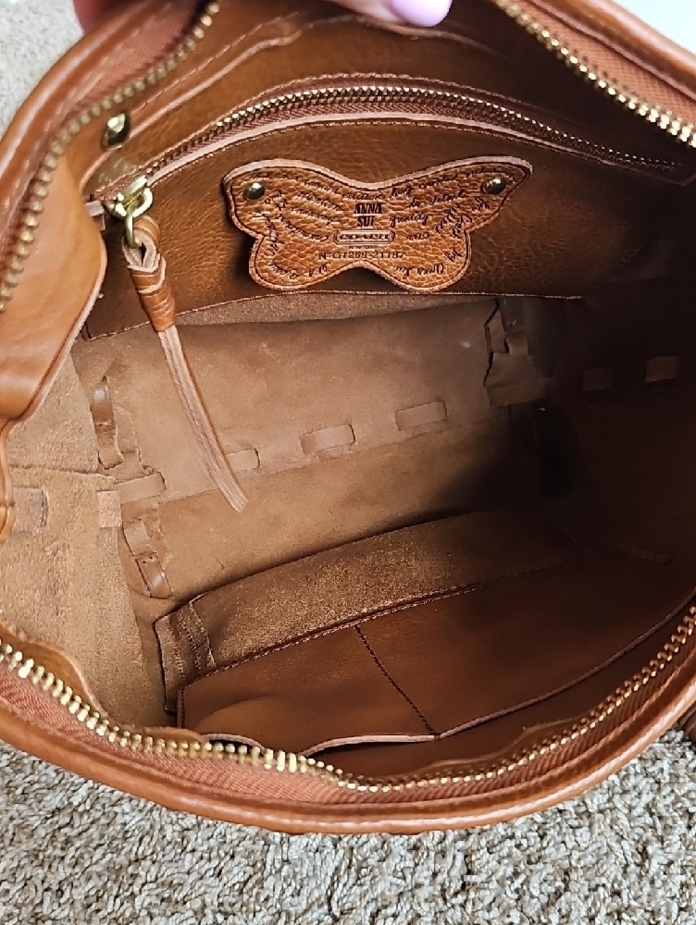 Coach x Anna Sui NWT 2012 Fleur-de-Lis Duffle Archival Piece Cognac Pebble Grain - Picture 13 of 15